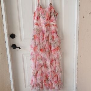 Rare Editions Pink Floral Layered Girls' Dress